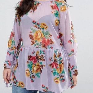 ASOS CURVE sheer floral blouse